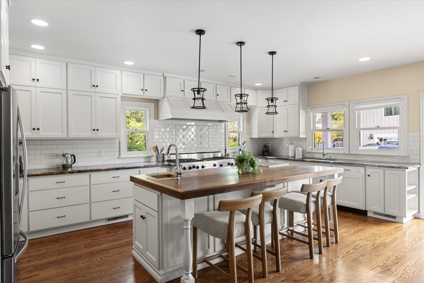 Kitchen with butcher block island